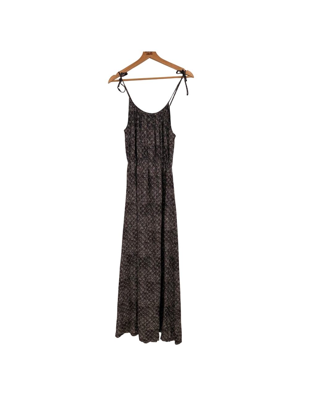 NWOT Theory 100% Silk Black & White Sheath Maxi Dress SZ SMALL Bow Tie Straps